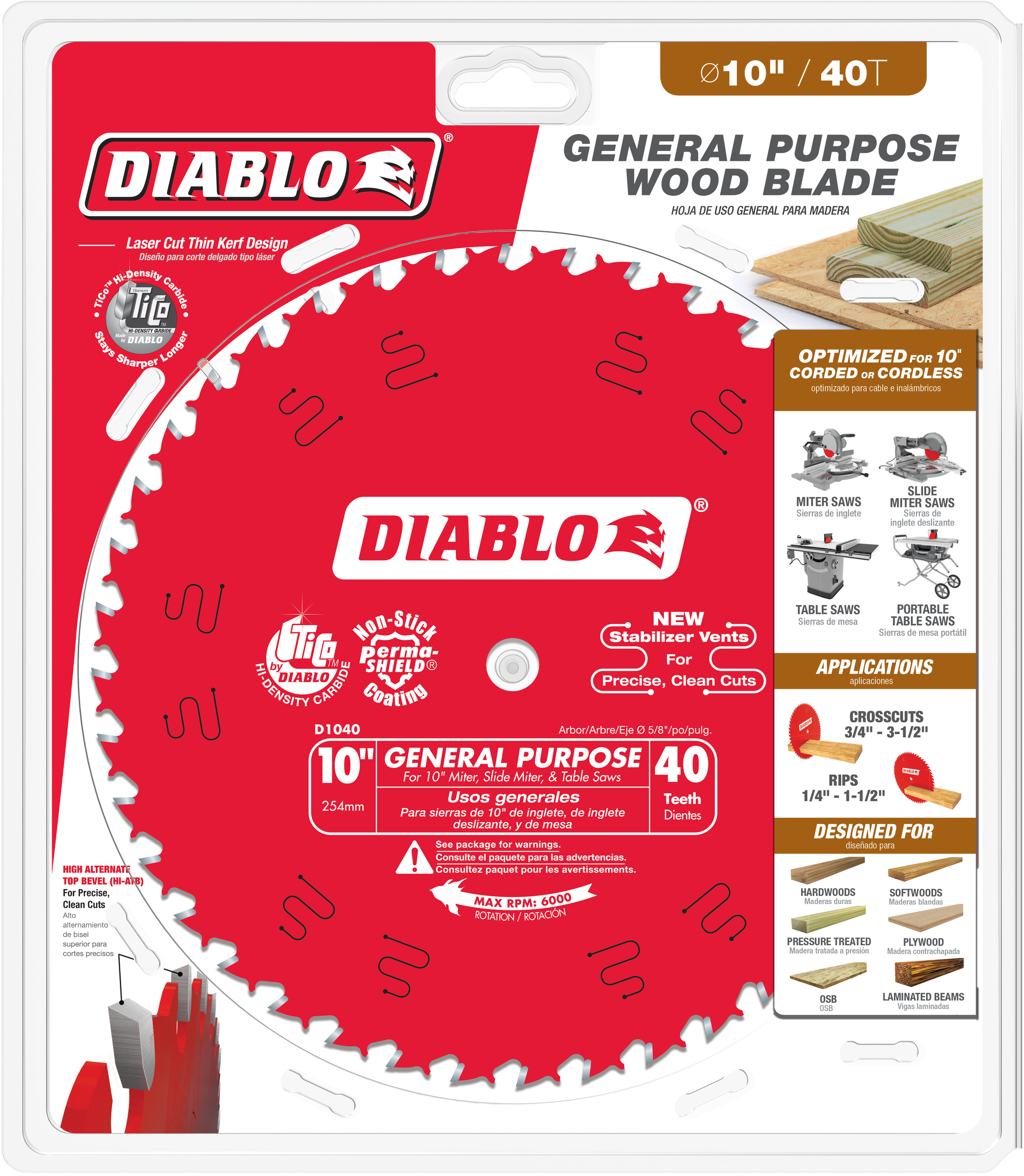 Diablo 10in x 40-Teeth General Purpose Saw Blade for Wood