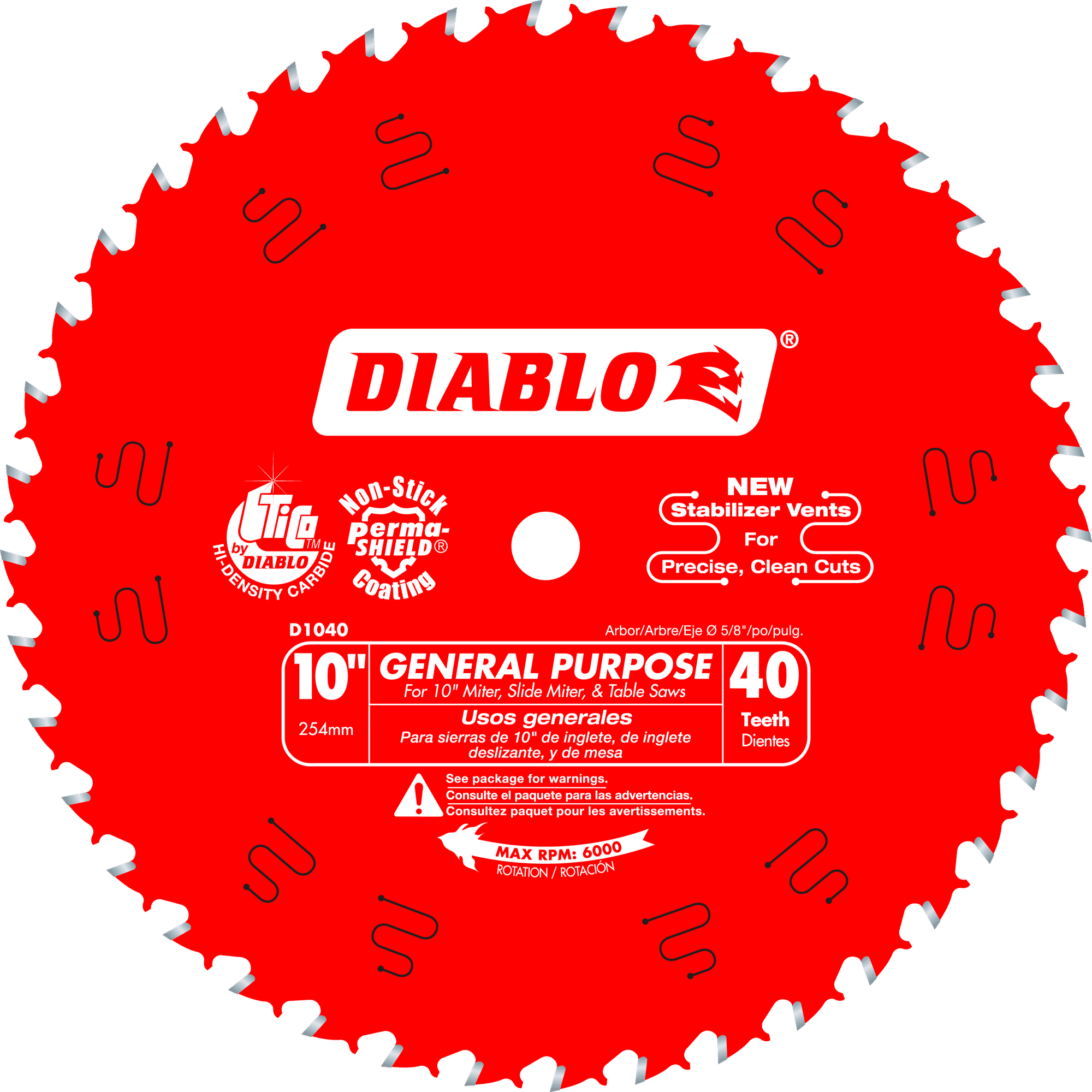Diablo 10 x 40-Teeth General Purpose Saw Blade for Wood-10-5/8