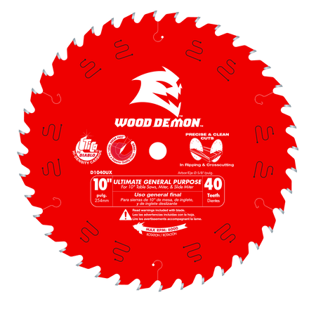 Diablo 10 x 40-Teeth Wood Demon Ultimate General Purpose Carbide Saw Blade for Wood-10-5/8
