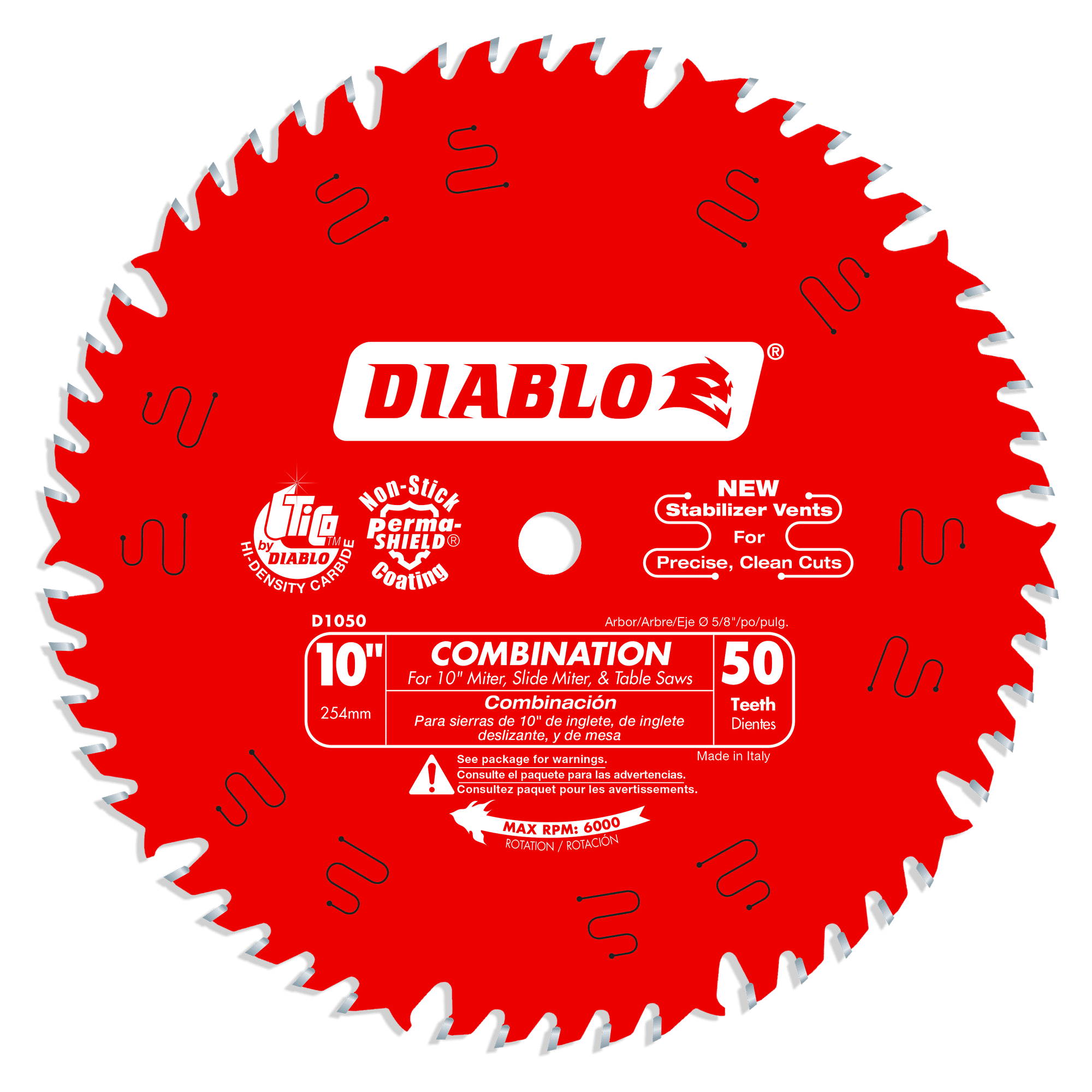 Diablo 10 x 50-Teeth Combination Saw Blade for Wood-10-5/8