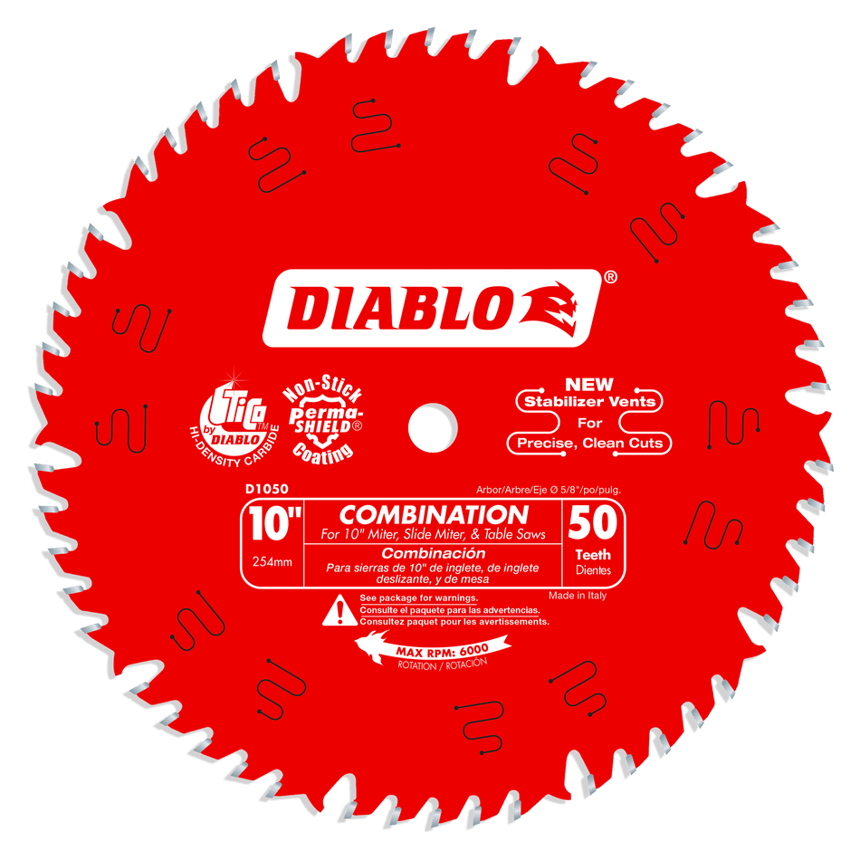 Diablo 10 x 50-Teeth Combination Saw Blade for Wood-10-5/8