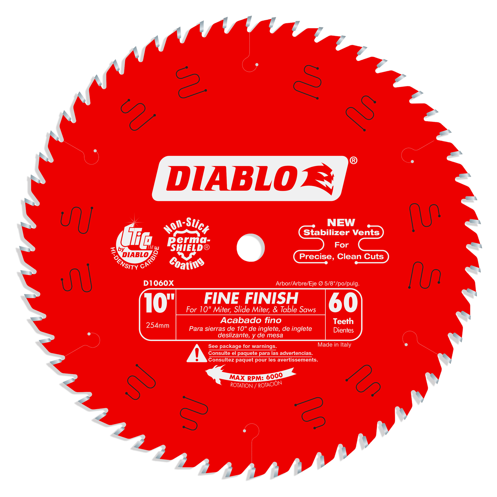 Diablo 10 x 60-Teeth Fine Finish Saw Blade for Wood-10-5/8