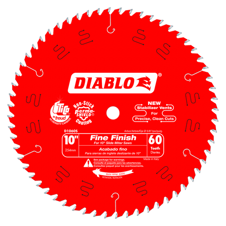 Diablo 10 x 60-Teeth Fine Finish Saw Blade for Wood-10 Slide Meter-5/8