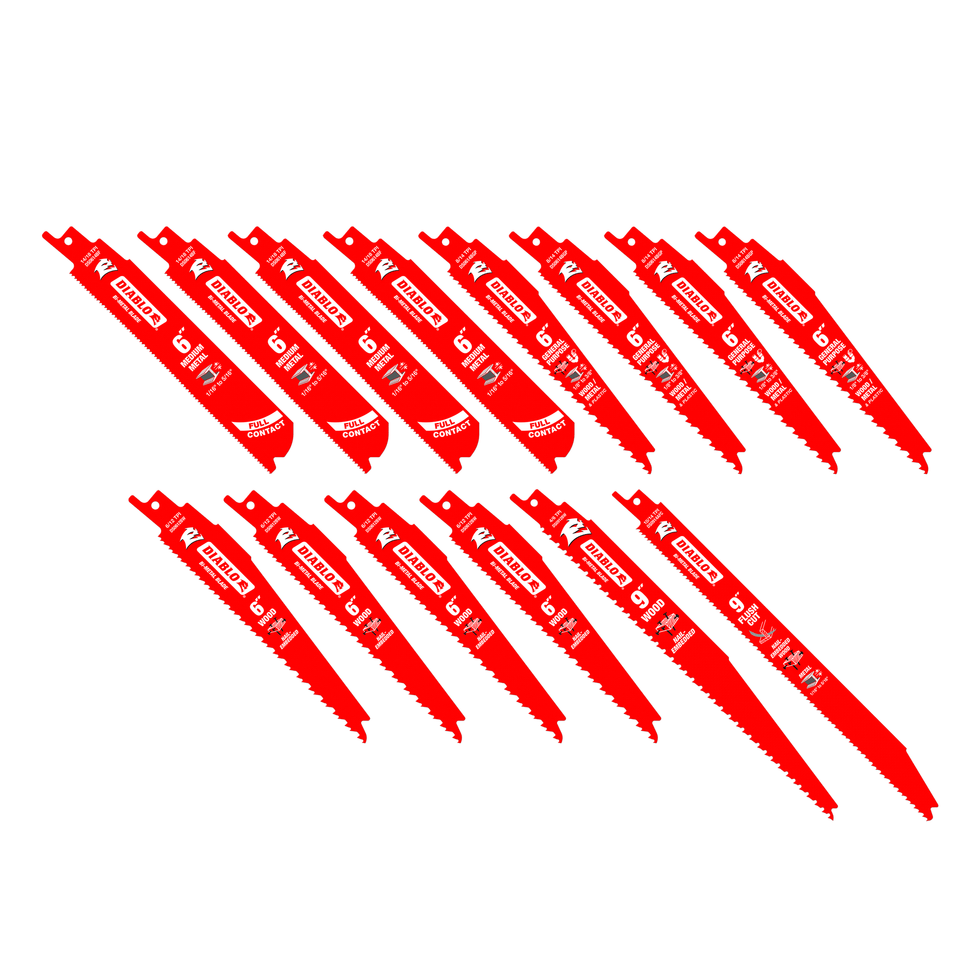 Diablo Bi-Metal Reciprocating Saw Blade Set-14 pieces