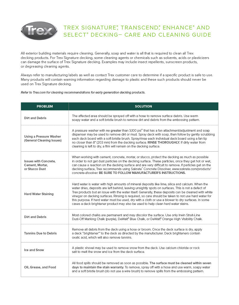 TREX Decking Care & Cleaning-PDF