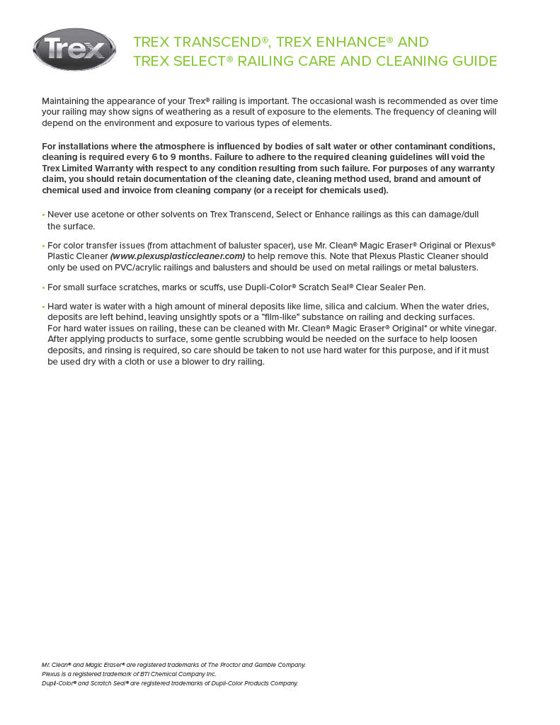 TREX Aluminum Railing Care & Cleaning-PDF