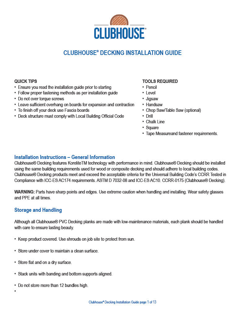 Clubhouse Decking Installation Guide-PDF