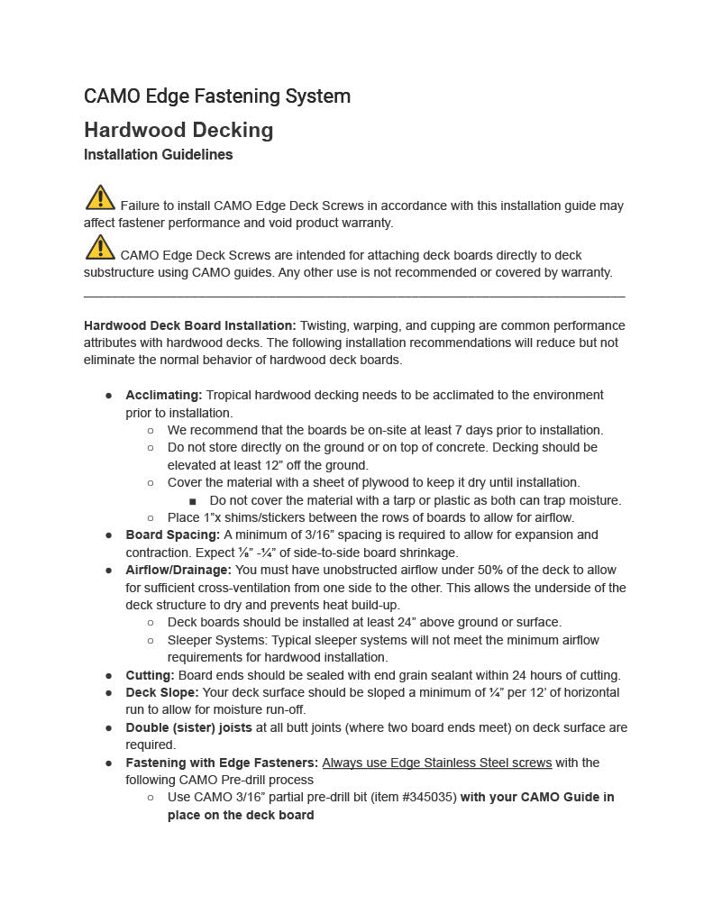 CAMO Edge Screw Fastening with Hardwood Decking-PDF