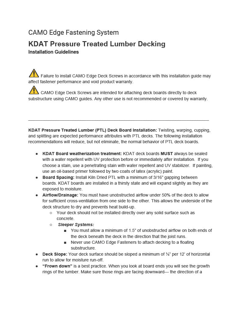 CAMO Edge Screw Installation with KDAT Kiln Dried PTL-PDF
