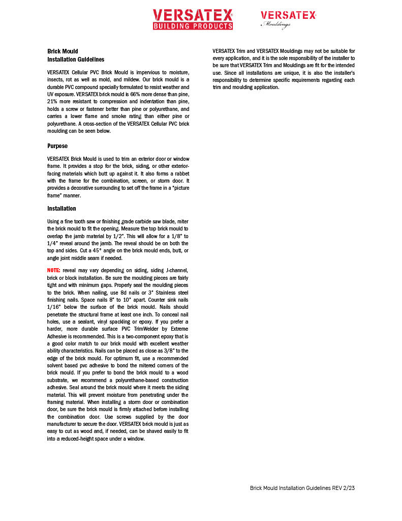 Versatex Brick Mould Installation-PDF