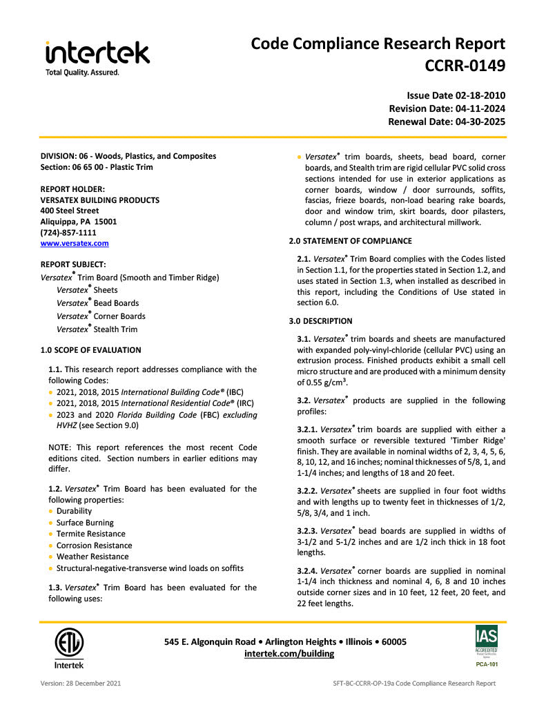 Versatex Code Compliance-PDF