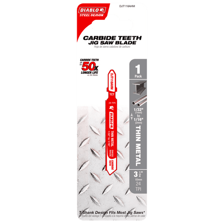 Diablo 3-1/4in 24TPI Carbide Jig Saw Blade for Thin Metal