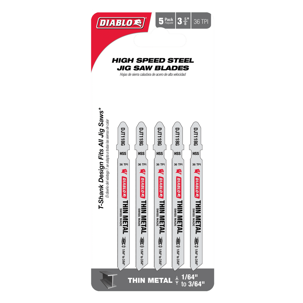 Diablo 3-5/8 High Speed Steel T-Shank Jig Saw Blades for Metal-Medium Metal-5