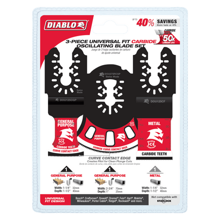 Diablo 3 pc Universal Fit Carbide Oscillating Blade Set