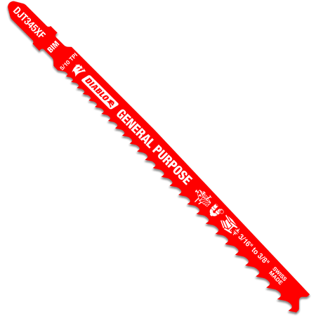 Diablo 5-1/4in 5/10TPI Bi-Metal Jig Saw Blades for General Purpose Cuts-General Purpose-5-1/4in-5