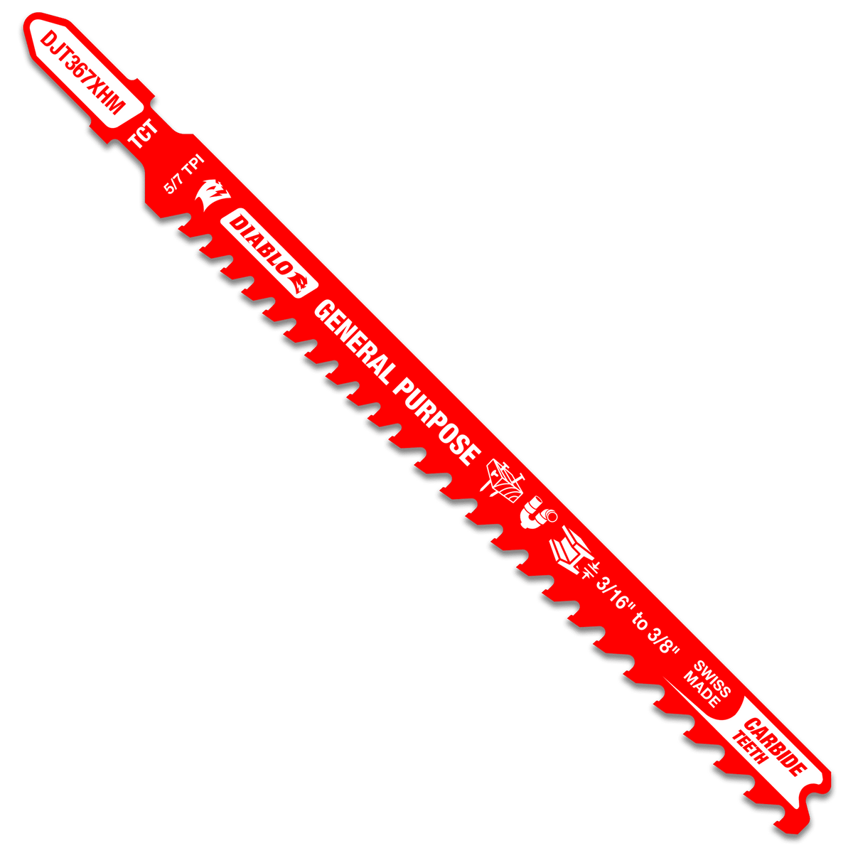 Diablo 5-1/4in 5/7TPI Carbide Jig Saw Blade for General Purpose Cuts-General Purpose-5-1/4in-5