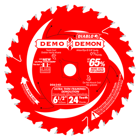 Diablo Demo Demon Framing/Demolition Saw Blade for Wood-6-1/2-5/8