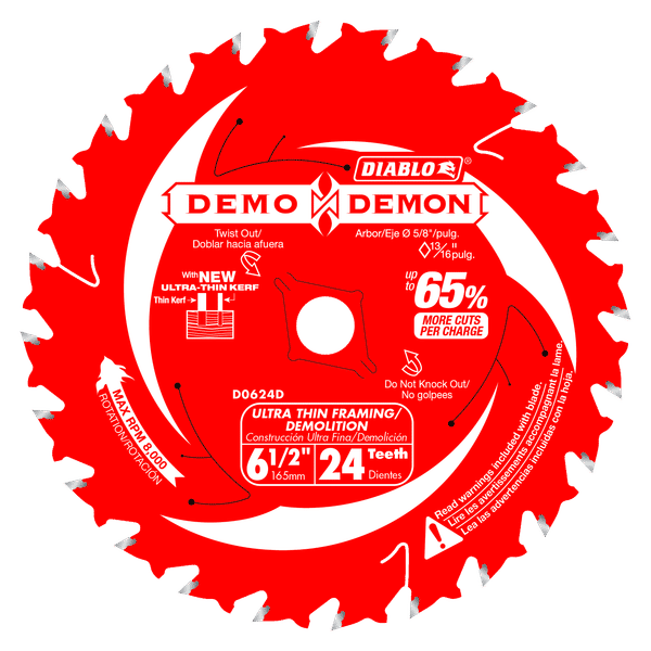 Diablo Demo Demon Framing/Demolition Saw Blade for Wood-6-1/2-5/8