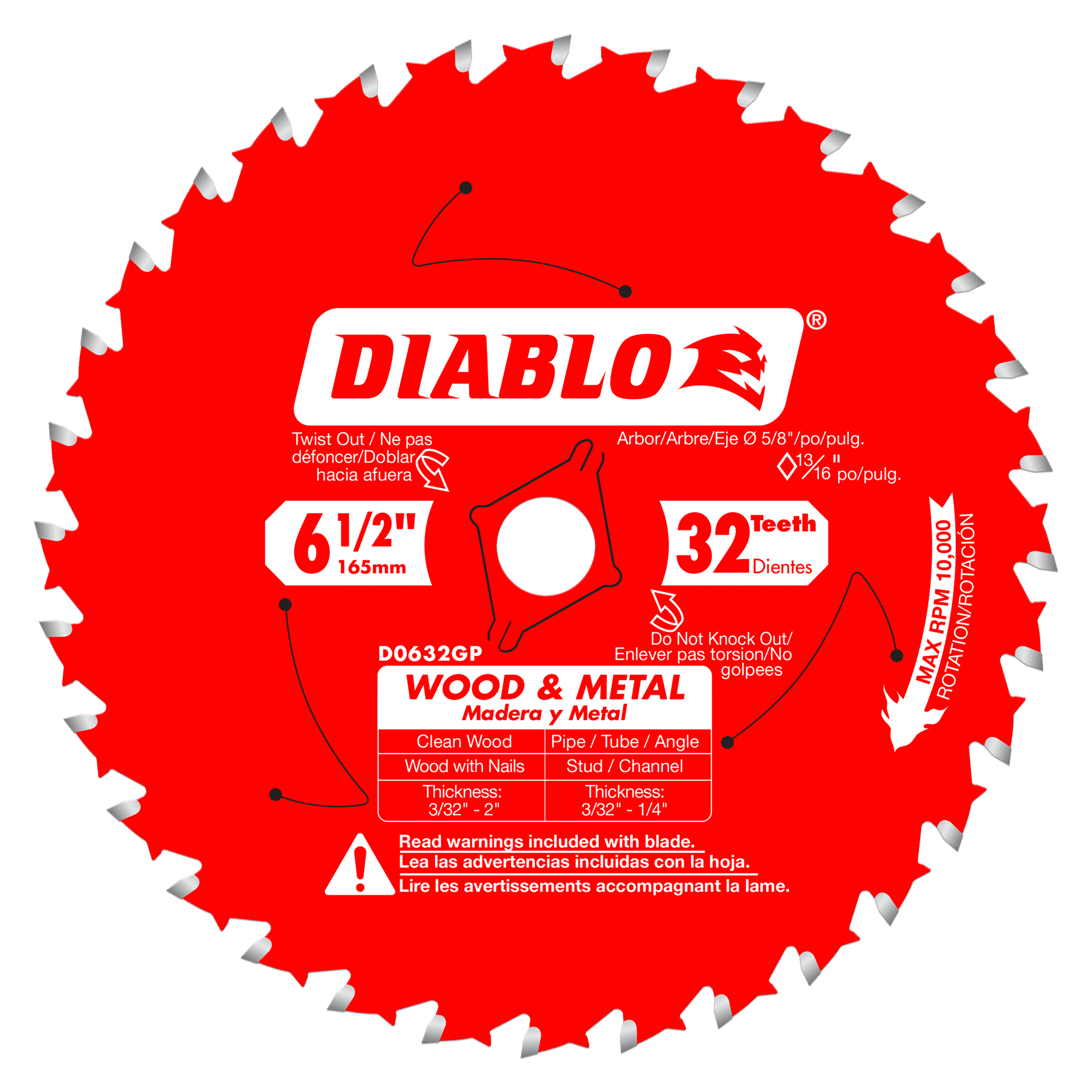 Diablo Carbide Saw Blade for Wood and Metal-6-1/2-5/8