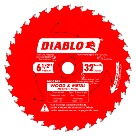 Diablo Carbide Saw Blade for Wood and Metal-6-1/2-5/8