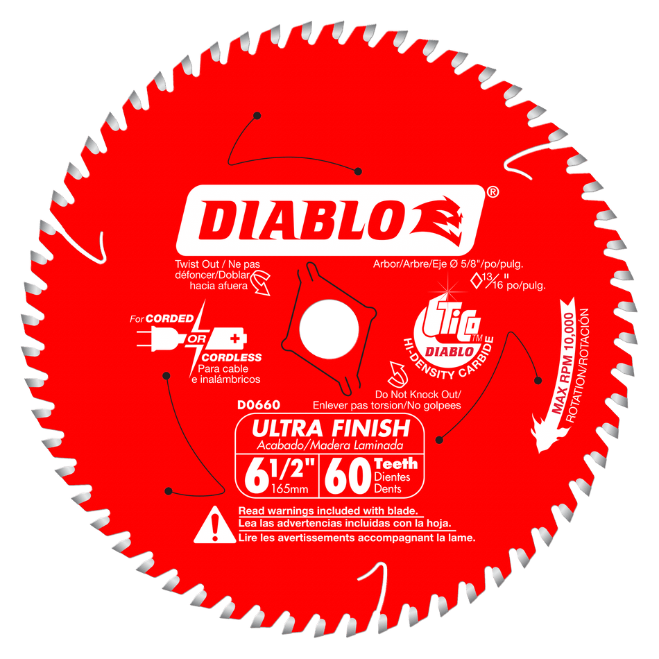 Diablo Ultra Finish Circular Saw Blades for Wood-6-1/2-5/8
