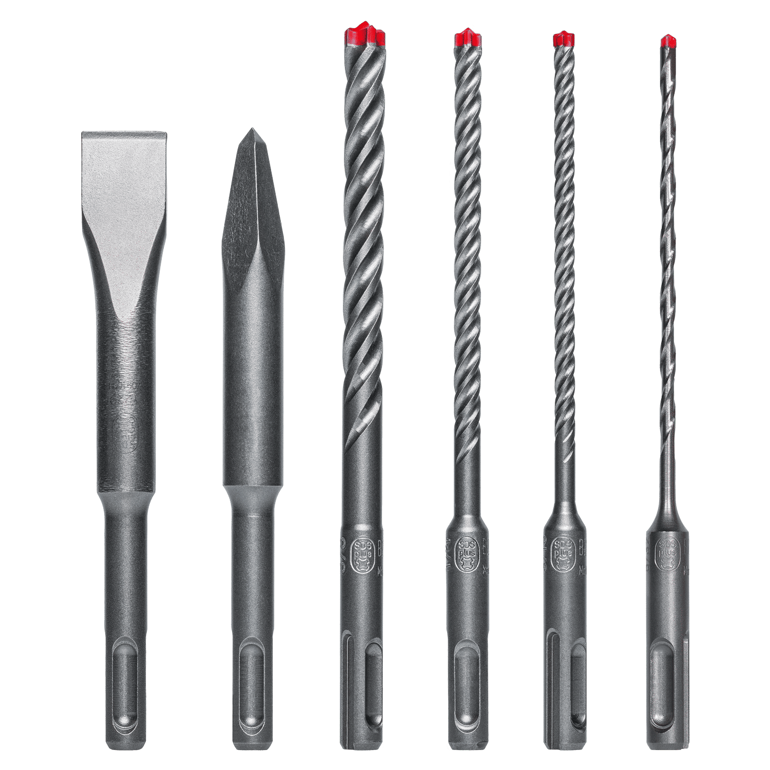 Diablo 6pc SDS-Plus Rebar Demon 4-Cutter Full Carbide Head Hammer Drill Bit & Chisel Set-Default Title