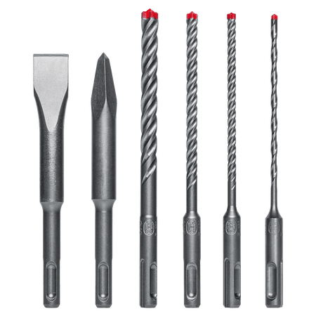 Diablo 6pc SDS-Plus Rebar Demon 4-Cutter Full Carbide Head Hammer Drill Bit & Chisel Set-Default Title
