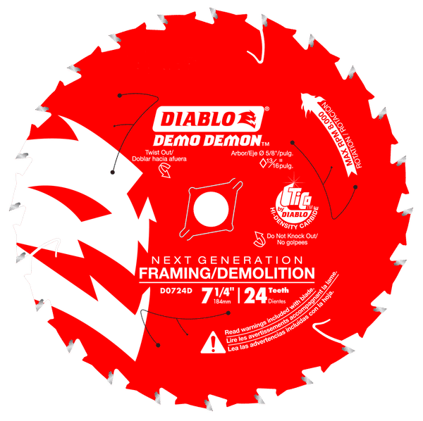 Diablo Demo Demon Framing/Demolition Saw Blade for Wood-7-1/4-5/8
