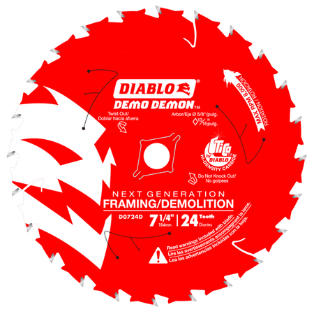 Diablo Demo Demon Framing/Demolition Saw Blade for Wood-7-1/4-5/8
