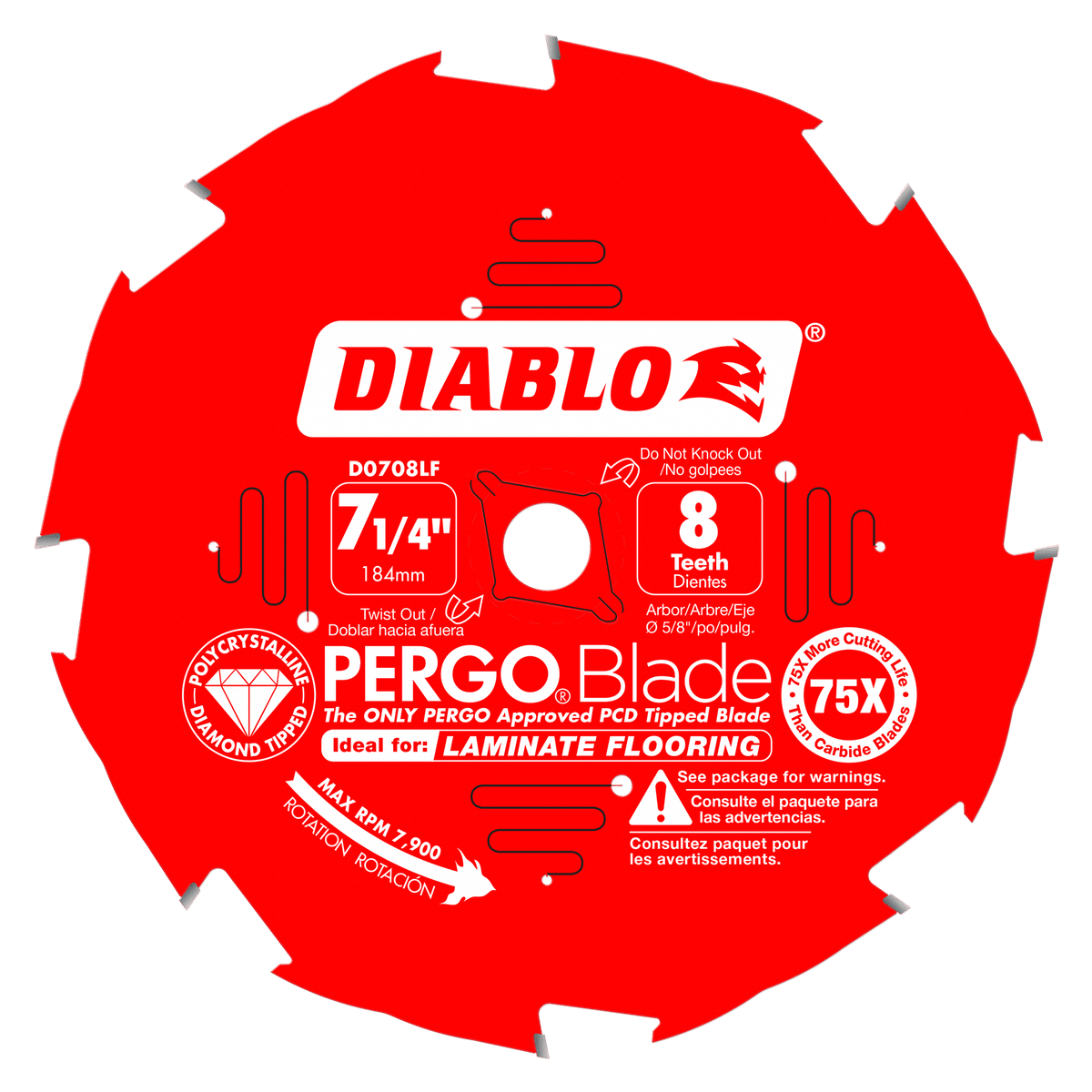 Diablo 7-1/4 x 8-Teeth PERGO®Blade Saw Blade for Laminate and Wood Flooring-10-5/8