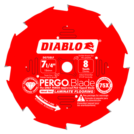 Diablo 7-1/4 x 8-Teeth PERGO®Blade Saw Blade for Laminate and Wood Flooring-10-5/8