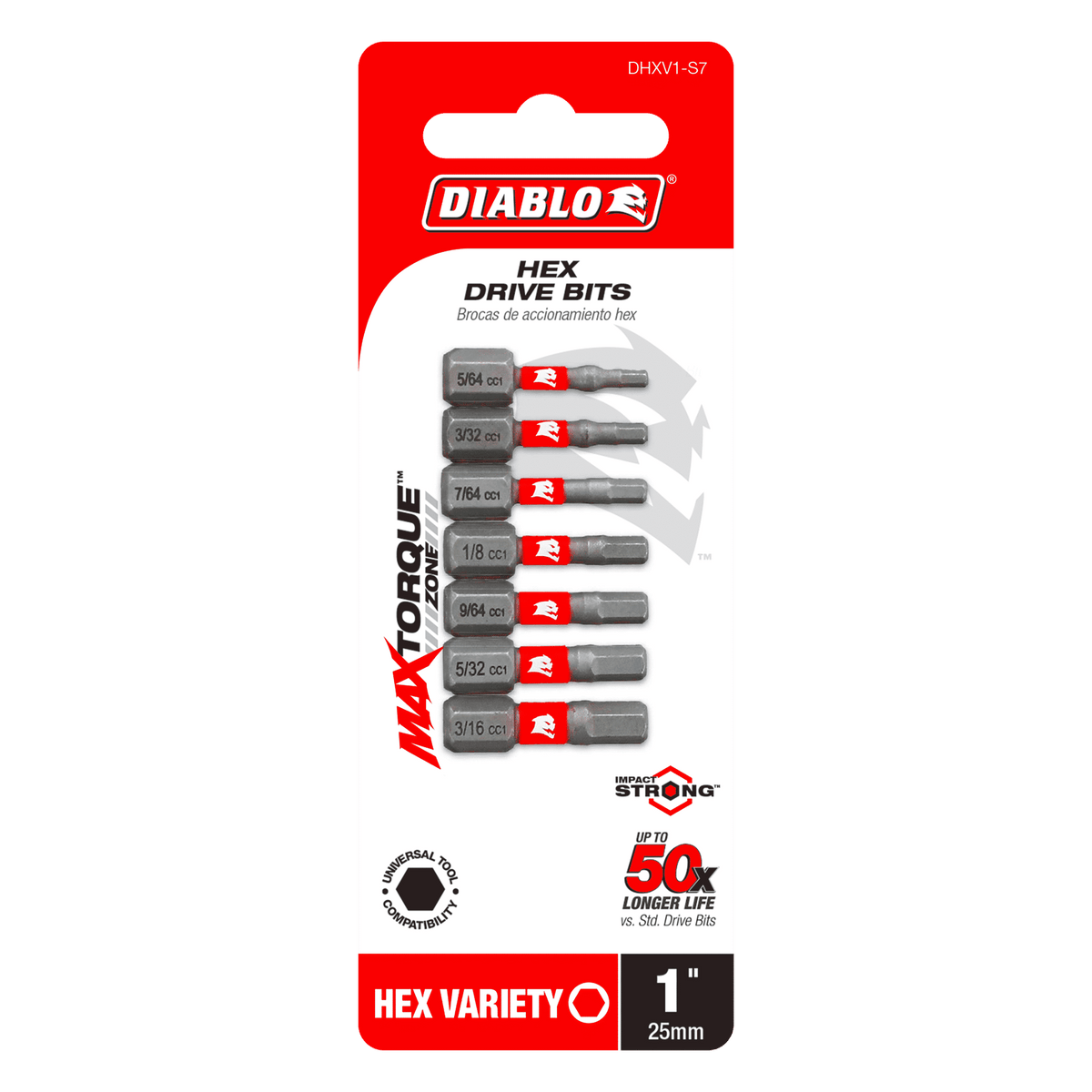 Diablo  7 pc 1in Hex Drive Bit Set