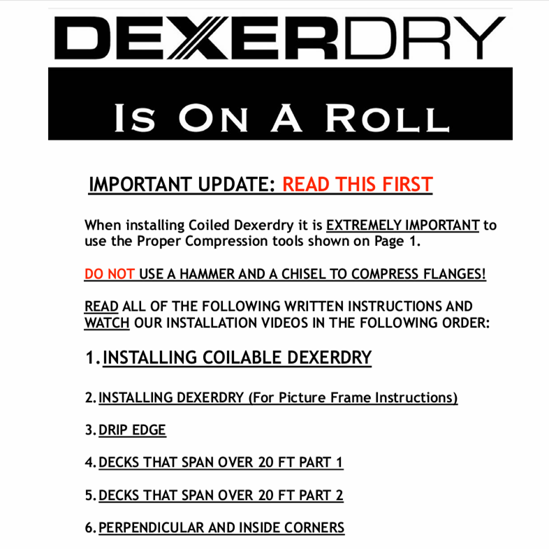 Dexerdry Installation Instructions