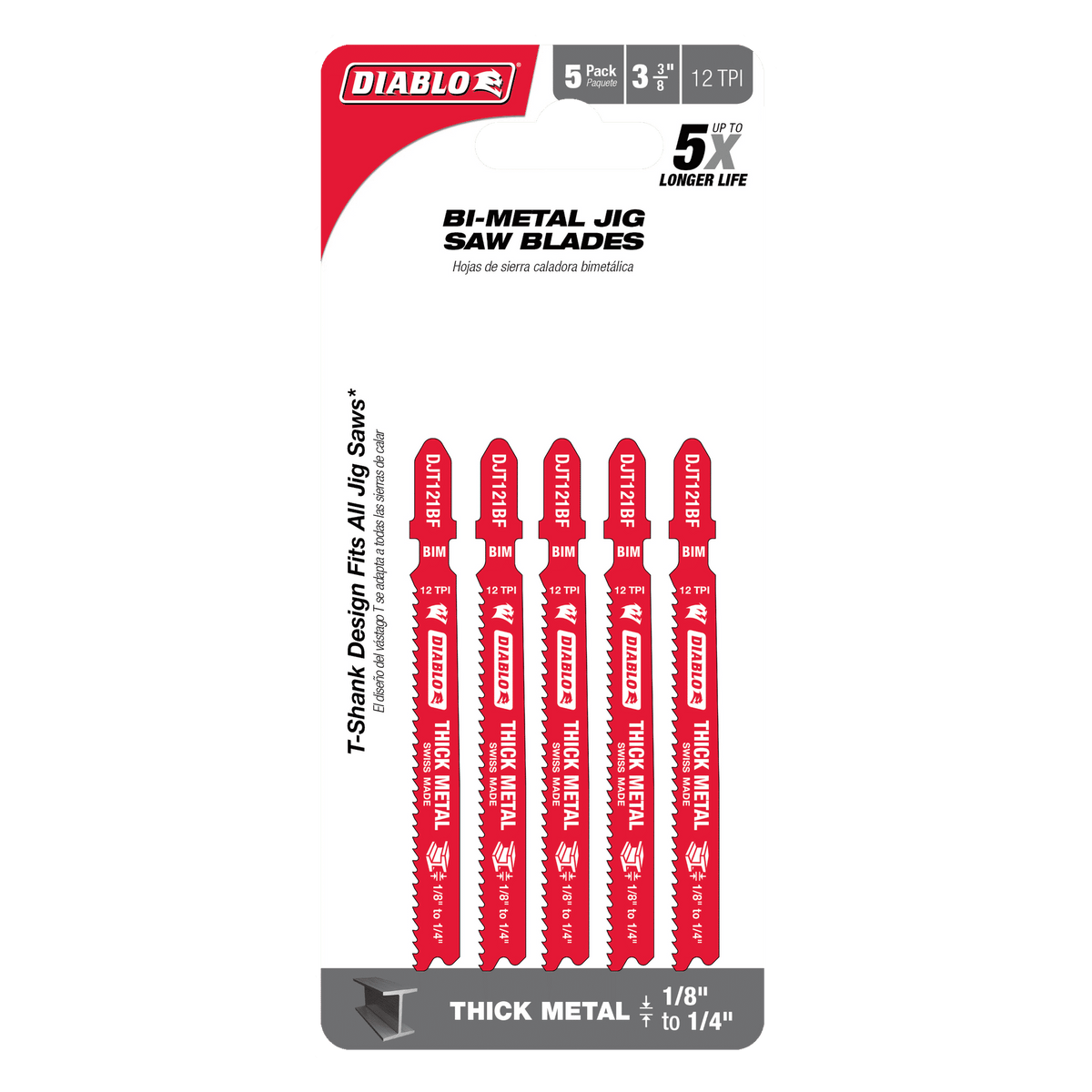 Diablo 3-3/8in 12TPI Bi-Metal Jig Saw Blades for Thick Metal