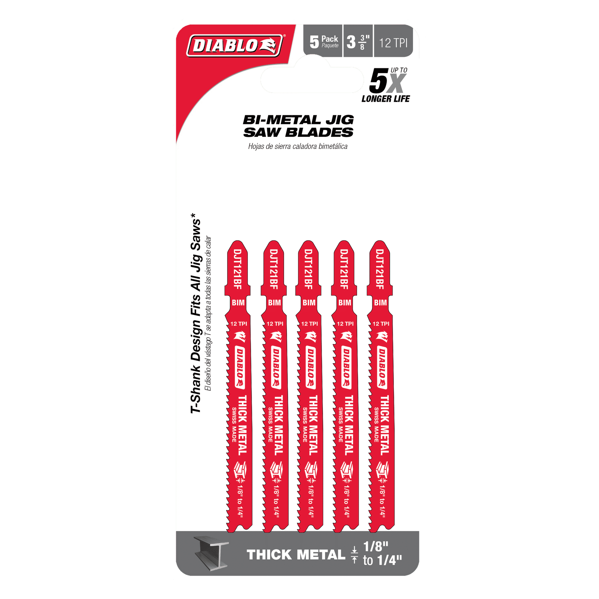 Diablo 3-3/8in 12TPI Bi-Metal Jig Saw Blades for Thick Metal