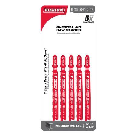 Diablo 3-5/8in 21TPI Bi-Metal Jig Saw Blades for Medium Metal