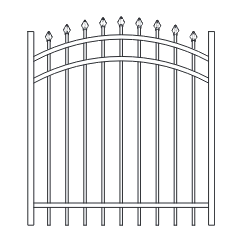 Fortress ATHENS 3-Rail Pressed Spear Arched Gates-Gloss Black-4ft-60in-Pull Code Compliant