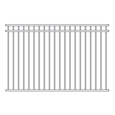 Fortress ATHENS 3-Rail FT/FB AL Fence Panels-Gloss Black-71in-48in