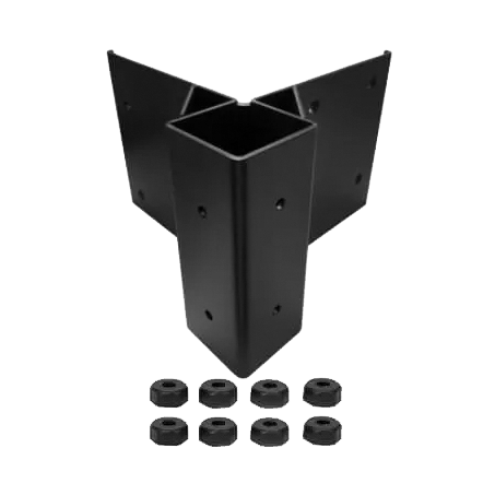 Fortress Fascia Mount Brackets-Black Sand-Straight-2inx2in