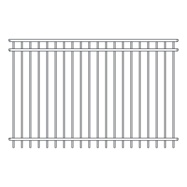 Fortress ATHENS 3-Rail FT/EB Fence Panels-Gloss Black-71in-48in