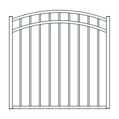 Fortress ATHENS 3-Rail FT/FB Arched Gates-Gloss Black-4ft-54in-Pull Code Compliant