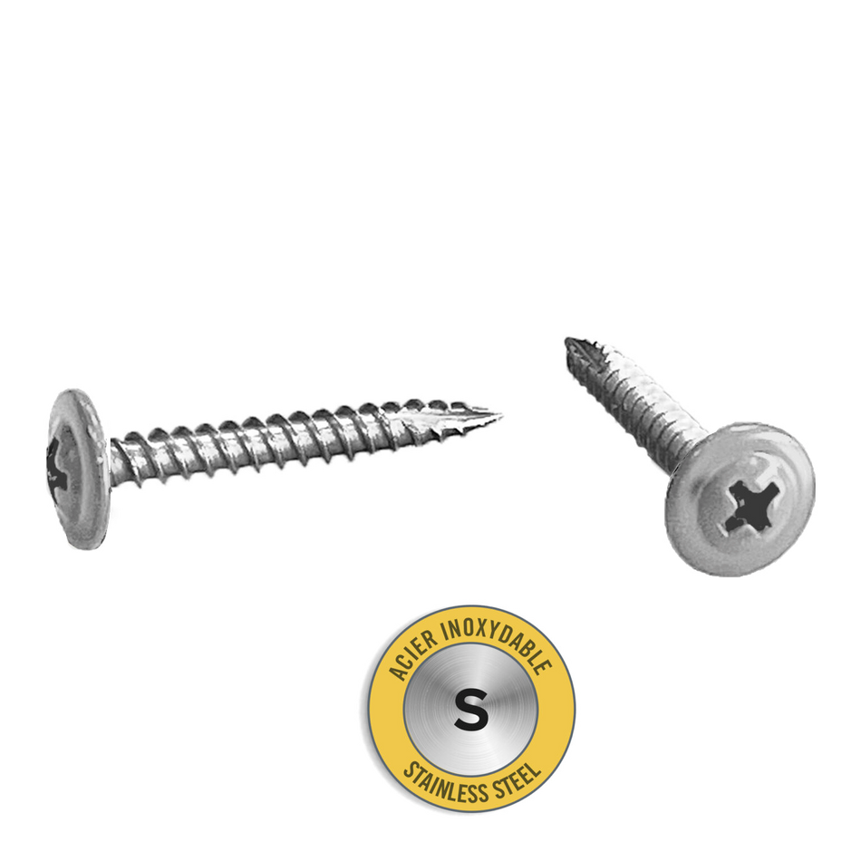 Light Trim #10 1-1/2in Fiber Cement Panel Screws - Stainless Steel-200-Wood-No Color