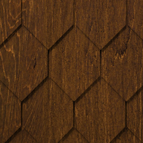 Maibec Genuine Wood Victorian Shingles in Burnt Ginger-Nantucket-Hexagonal