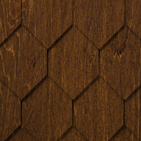 Maibec Genuine Wood Victorian Shingles in Burnt Ginger-Nantucket-Hexagonal