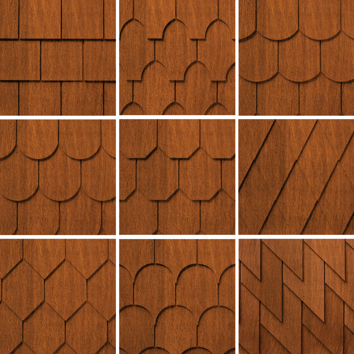 Maibec Genuine Wood Victorian Shingles in Cinnamon-Nantucket-Square