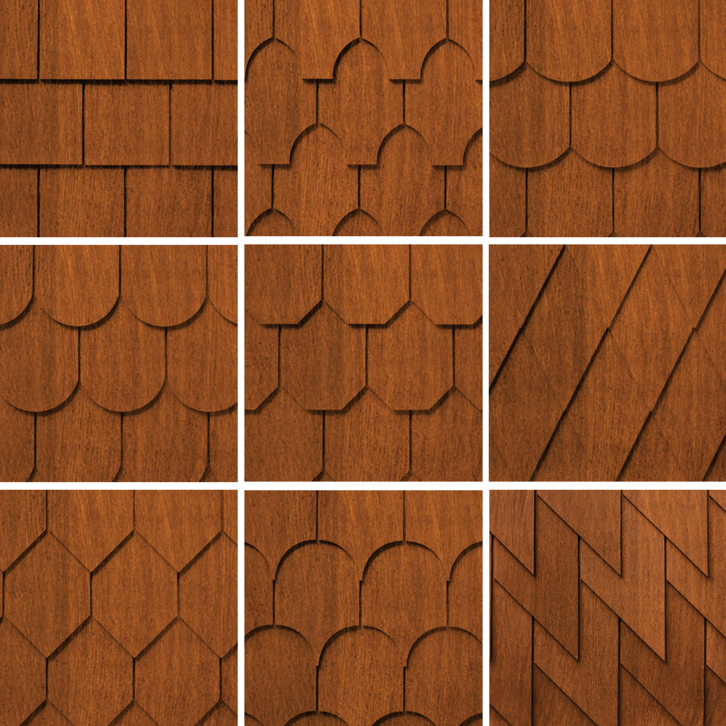 Maibec Genuine Wood Victorian Shingles in Cinnamon-Nantucket-Square