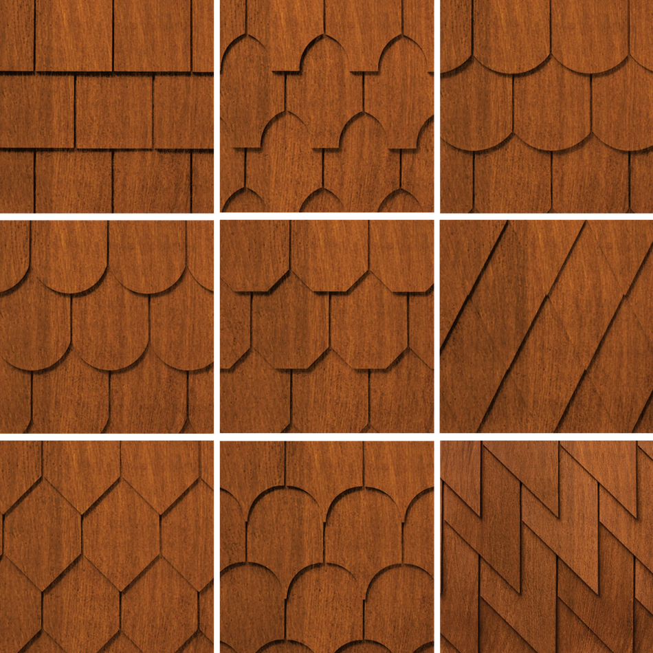 Maibec Genuine Wood Victorian Shingles in Cinnamon-Nantucket-Square