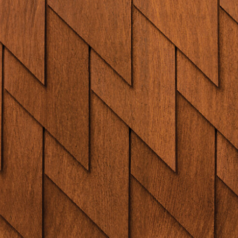 Maibec Genuine Wood Victorian Shingles in Cinnamon-Nantucket-Fish Scale
