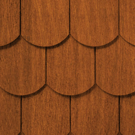 Maibec Genuine Wood Victorian Shingles in Cinnamon-Nantucket-Half Cove