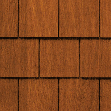 Maibec Genuine Wood Victorian Shingles in Cinnamon-Nantucket-Rounded